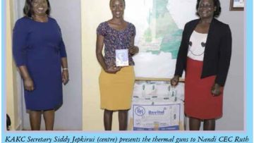 KAKC donation of non-contact infrared thermometers to Kiambu, Vihiga, and Nandi counties